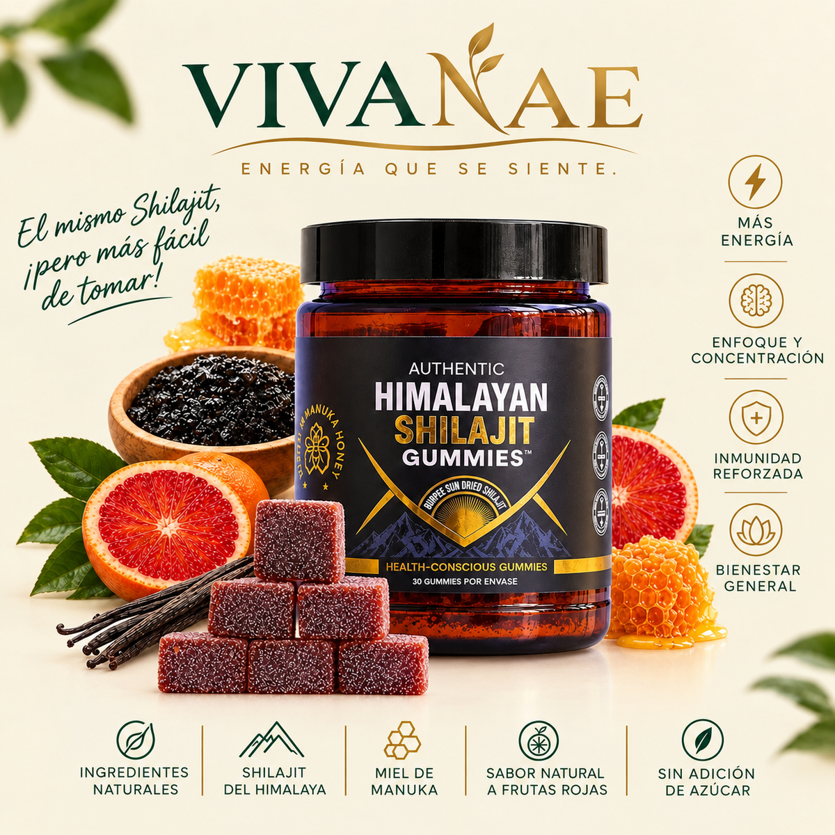Shilajit en Gomitas Vivanae - La Forma Más Sabrosa de Tomar Shilajit